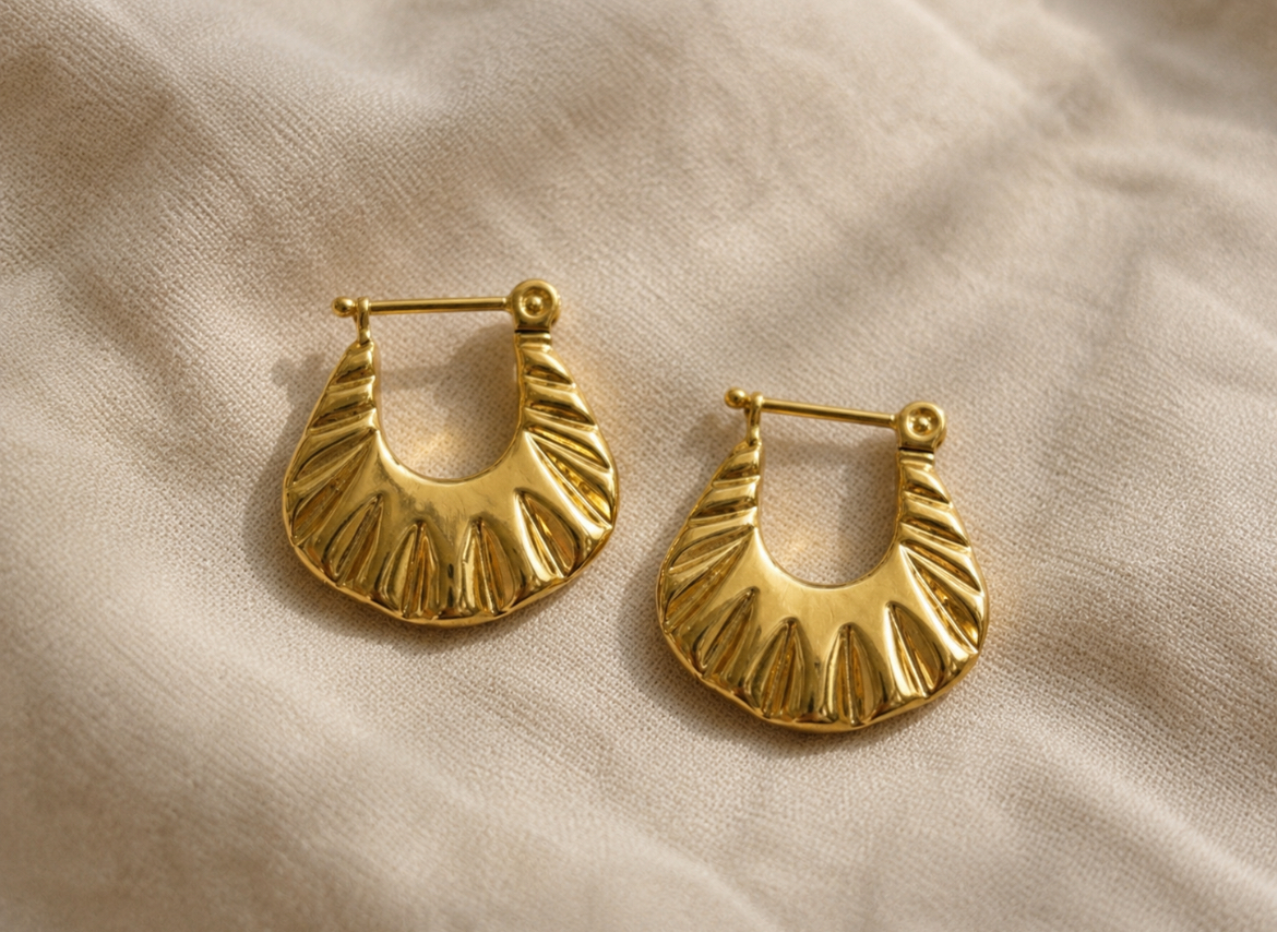 Textured Gold Hoop Earrings