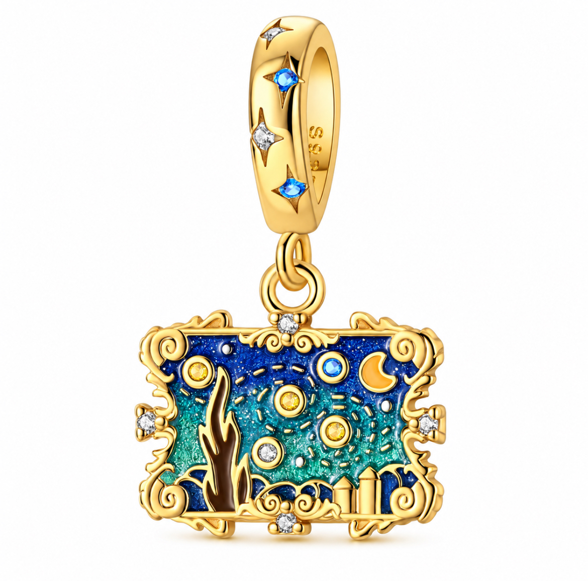 Charm Vang Gogh Starred Night Gold